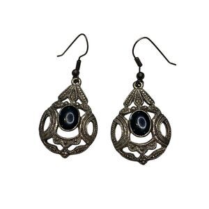 Silver Tone Vintage Drop Earrings Classic Minimalist Jewelry Everyday 1 Inch